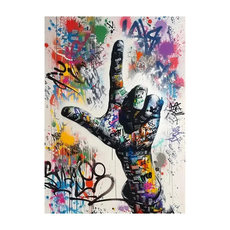Abstract Graffiti Canvas Wall Art | Colorful Surreal Print