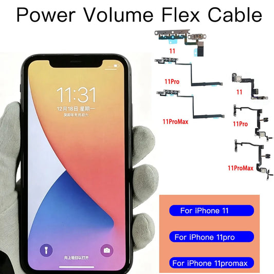 iPhone 11 Pro Max Power Volume Silent Flex Cable w/ Mic & LED Phone Repair Part Oasis Select
