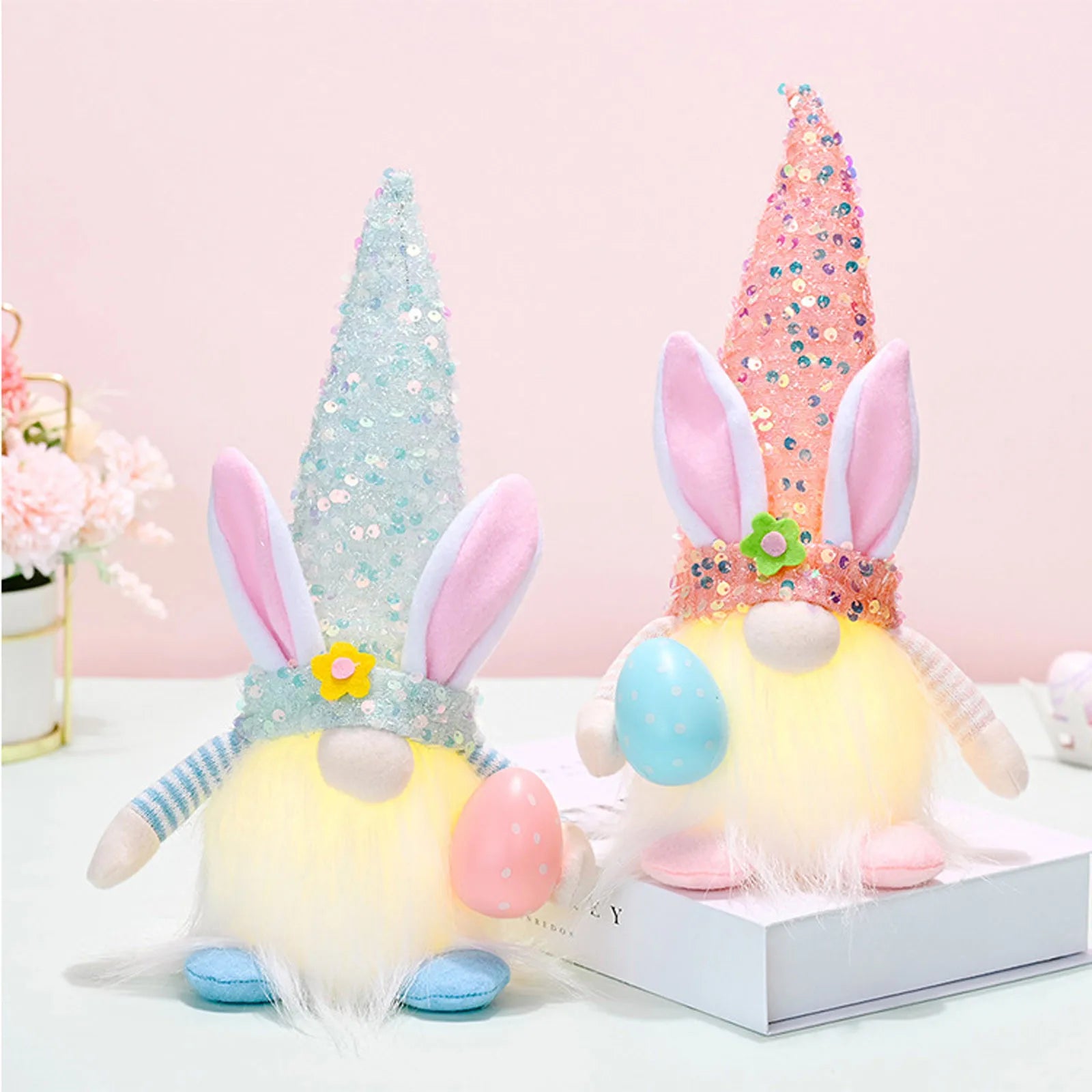 Easter Bunny Plush Figurine | Spring Décor Rabbit Sculpture Holiday Figurine Peaceful Pleasures Health and Wellness