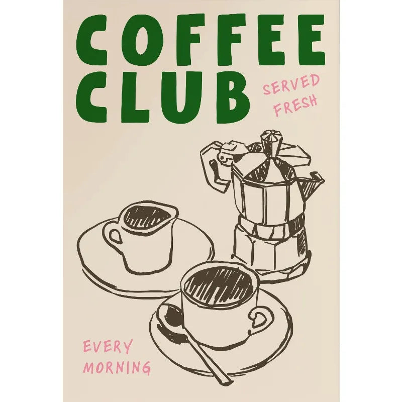 Retro Kitchen Canvas Wall Art | Coffee & Food Poster Print