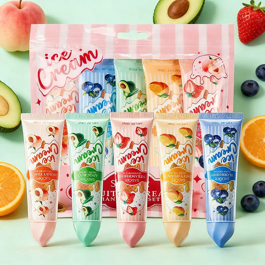 SADOER Fruit Ice Cream Hand Cream Set 5pcs | Moisturizing Hand Cream Set Peaceful Pleasures Health and Wellness Default Title