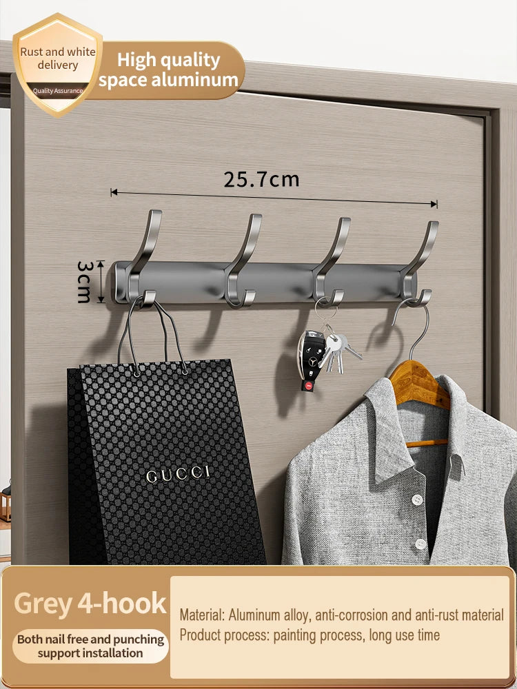 YUNJIEYA 6-Hook Aluminum Wall Hook | Robe & Door Hanger