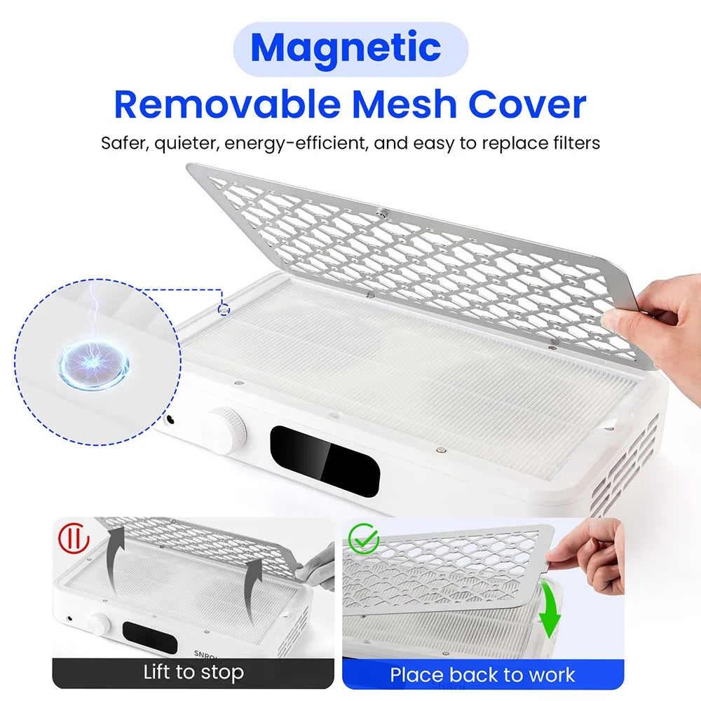 2500/2800/3000/3300/3500rpm Speed Adjustable Brushless Nail Dust Extractor Powerful Twin Turbo Vacuum Nail Dust Collector Peaceful Pleasures Health and Wellness