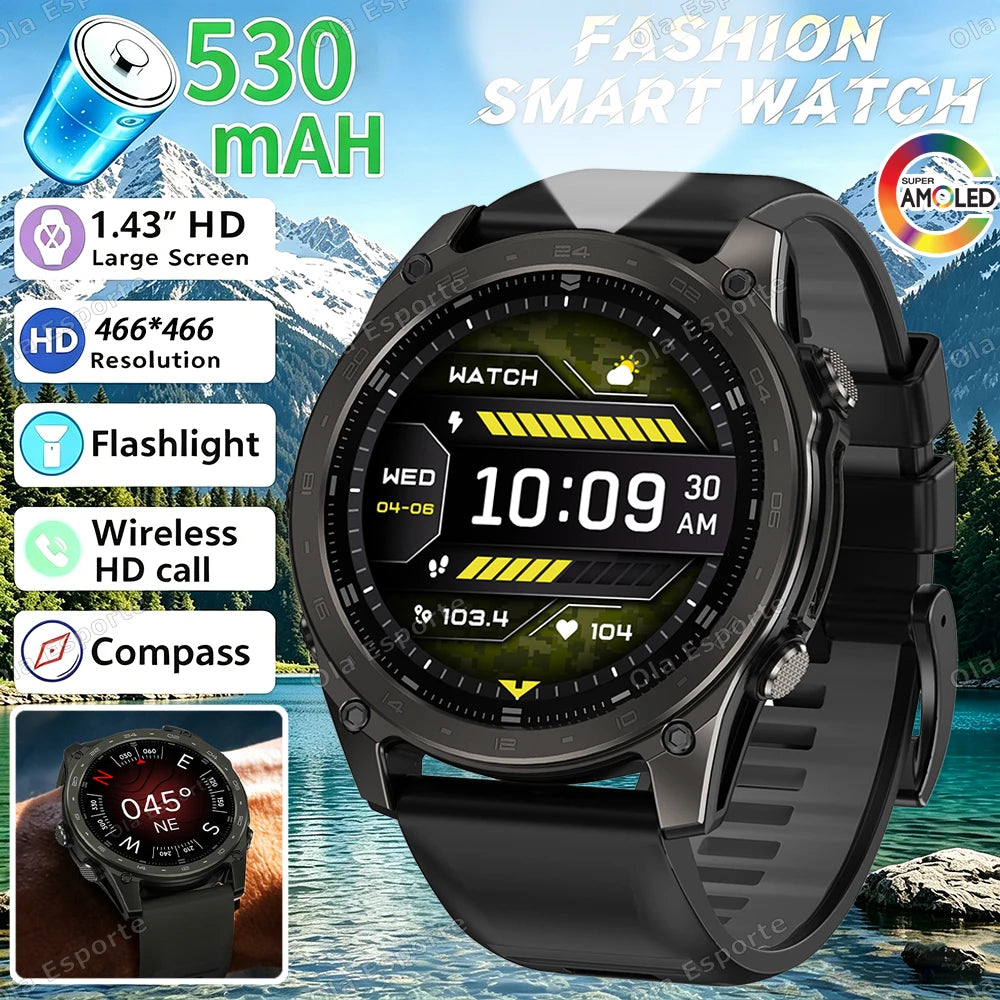 Ola Esporte HW12 Military Smart Watch | AMOLED Bluetooth Call