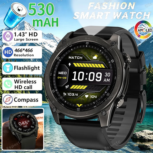 Ola Esporte HW12 Military Smart Watch | AMOLED Bluetooth Call Military Smart Watch Peaceful Pleasures Health and Wellness