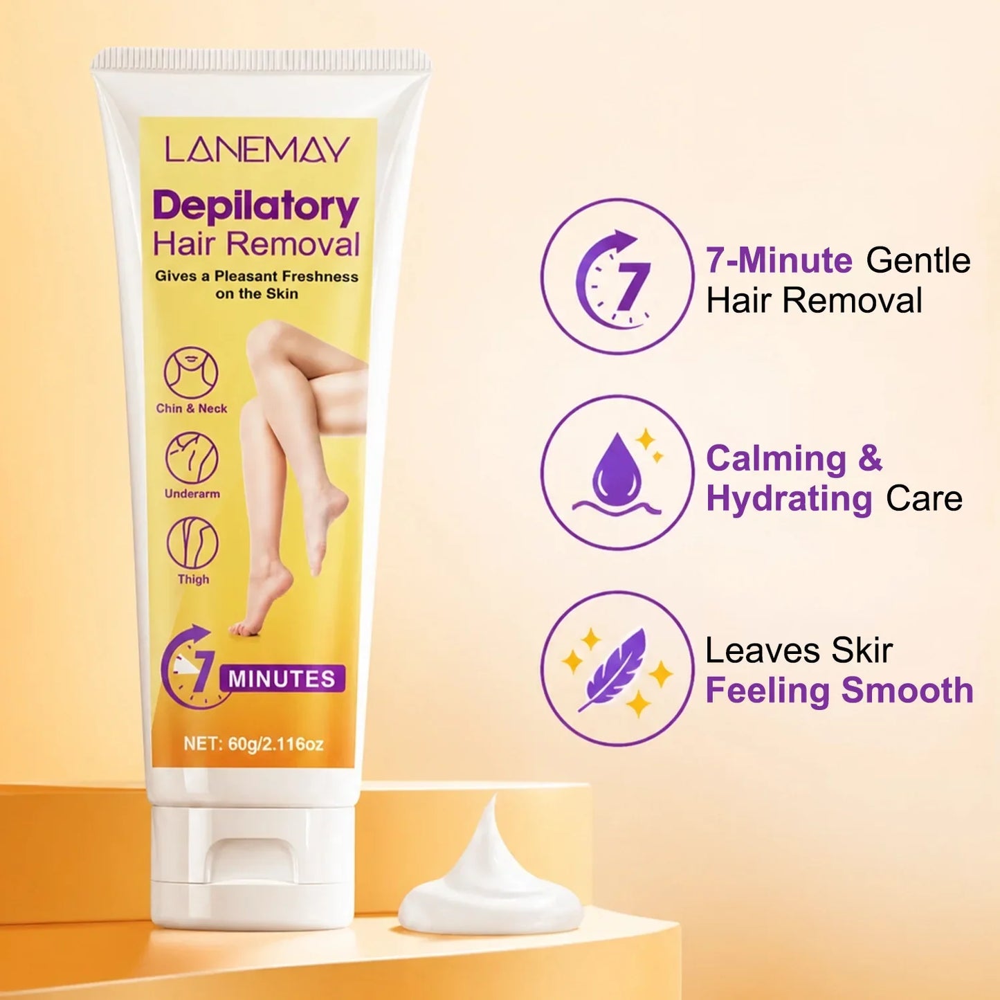 LANEMAY Hair Removal Cream 60g – 7-Min Gentle Formula