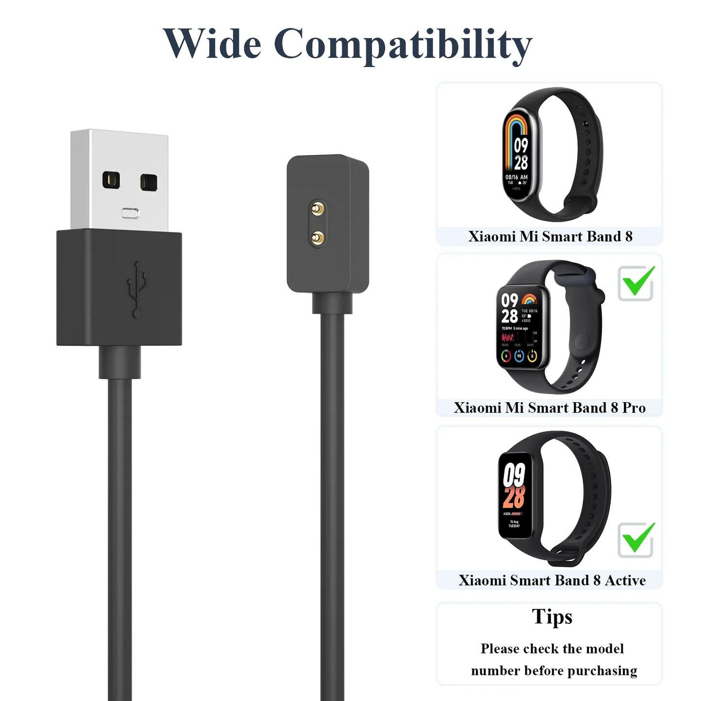Magnetic USB Charger Cable for Xiaomi Mi Band 5 6 7 8