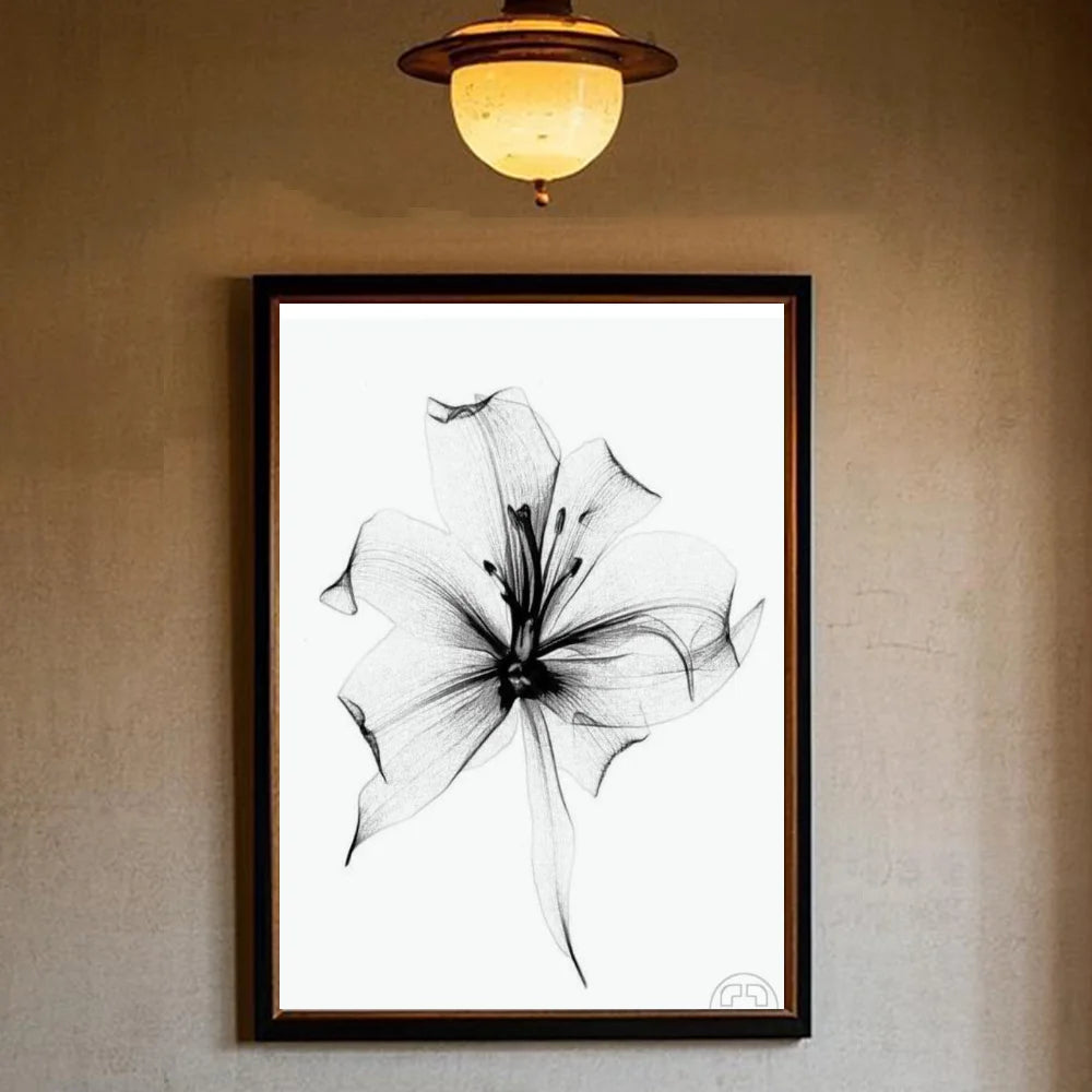 Black and white ink Flowers Poster HD art sticky wall waterproof home living room bedroom bar aesthetic decoration Peaceful Pleasures Health and Wellness z8 40X50cmNoframe