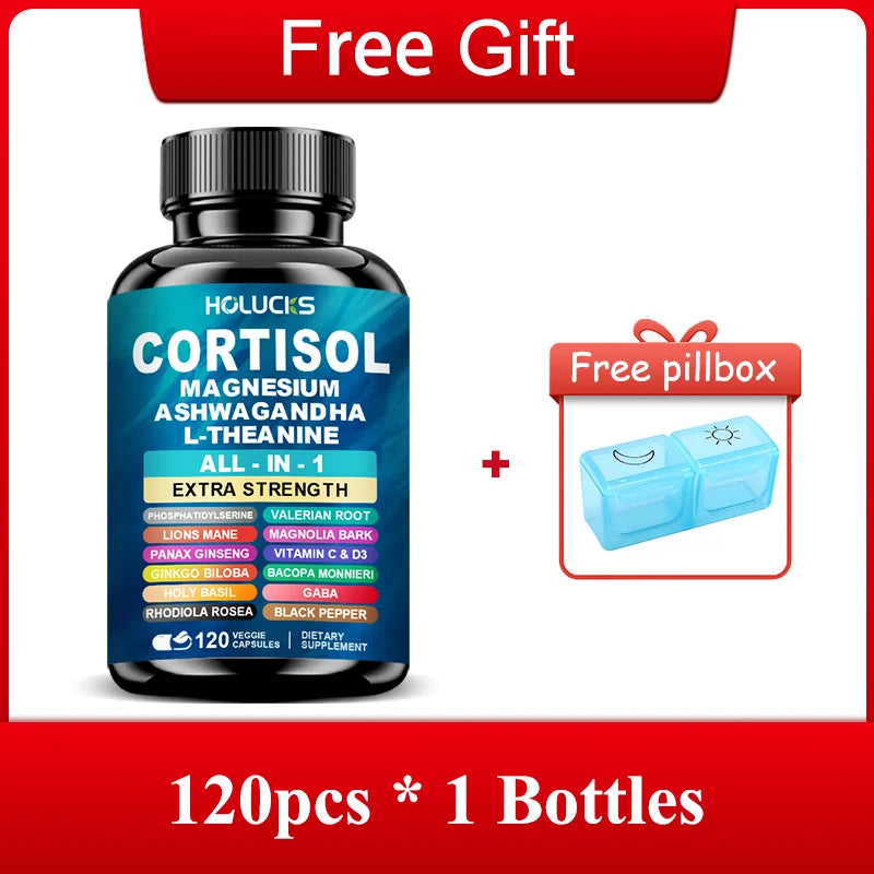 High Absorption Cortisol Capsules, with Vitamin D3, Support Stress Management & Mood, Anxiety Relief & Sleep Quality, Vegan Peaceful Pleasures Health and Wellness 120pcs