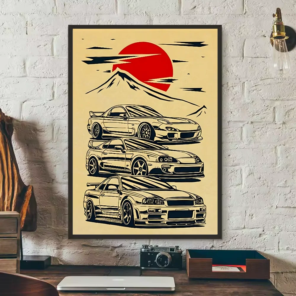 Japanese Cars Samurai Poster | HD Waterproof PVC Wall Art Wall Art Poster Peaceful Pleasures Health and Wellness