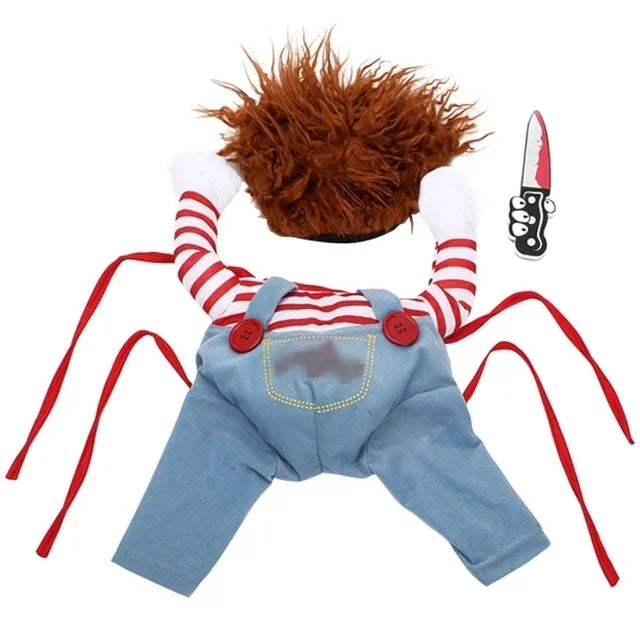 Halloween Deadly Doll Dog Costume – Funny Pet Dress Up Set