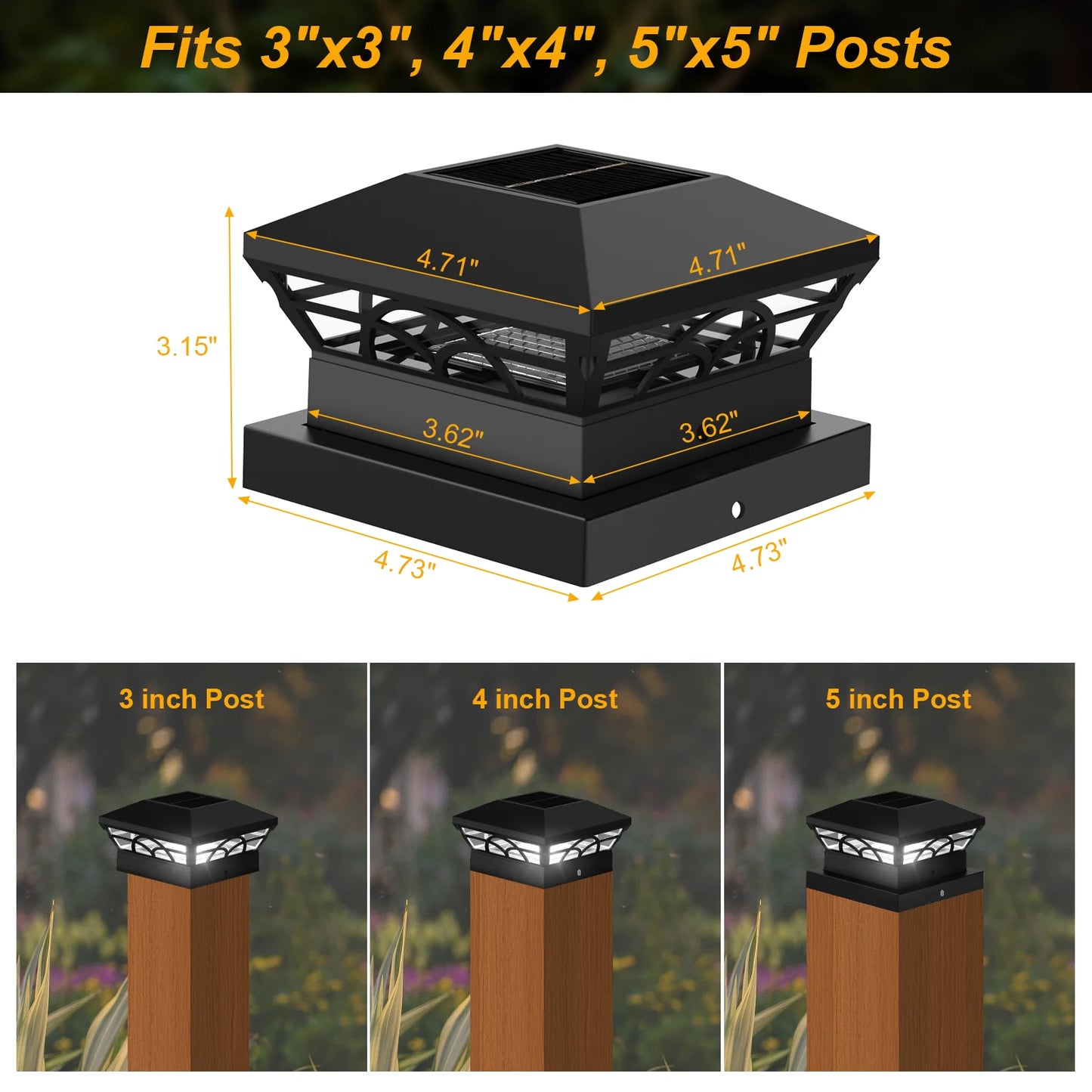 Solar Column Head Fence Lights | Waterproof Outdoor Garden