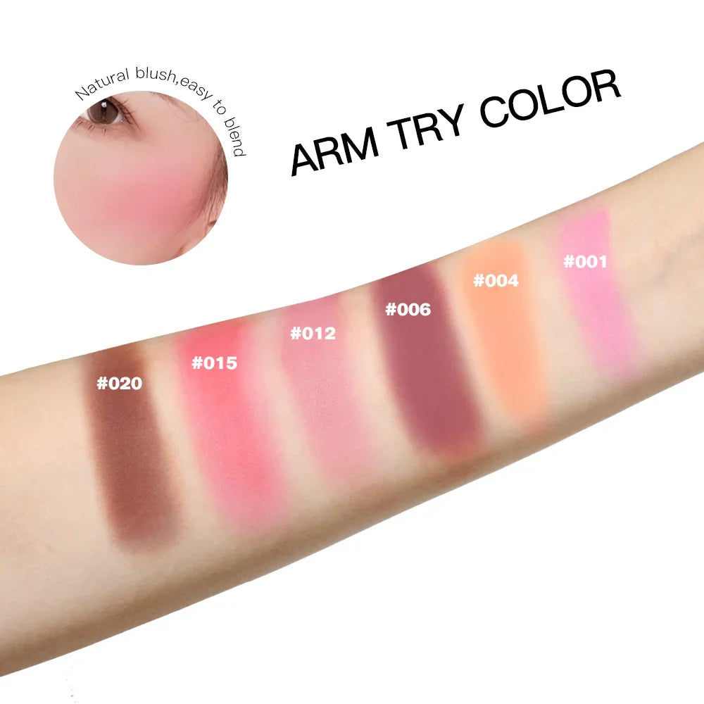 6-Color Embossed Matte Blush Palette with Brush | ibcccndc