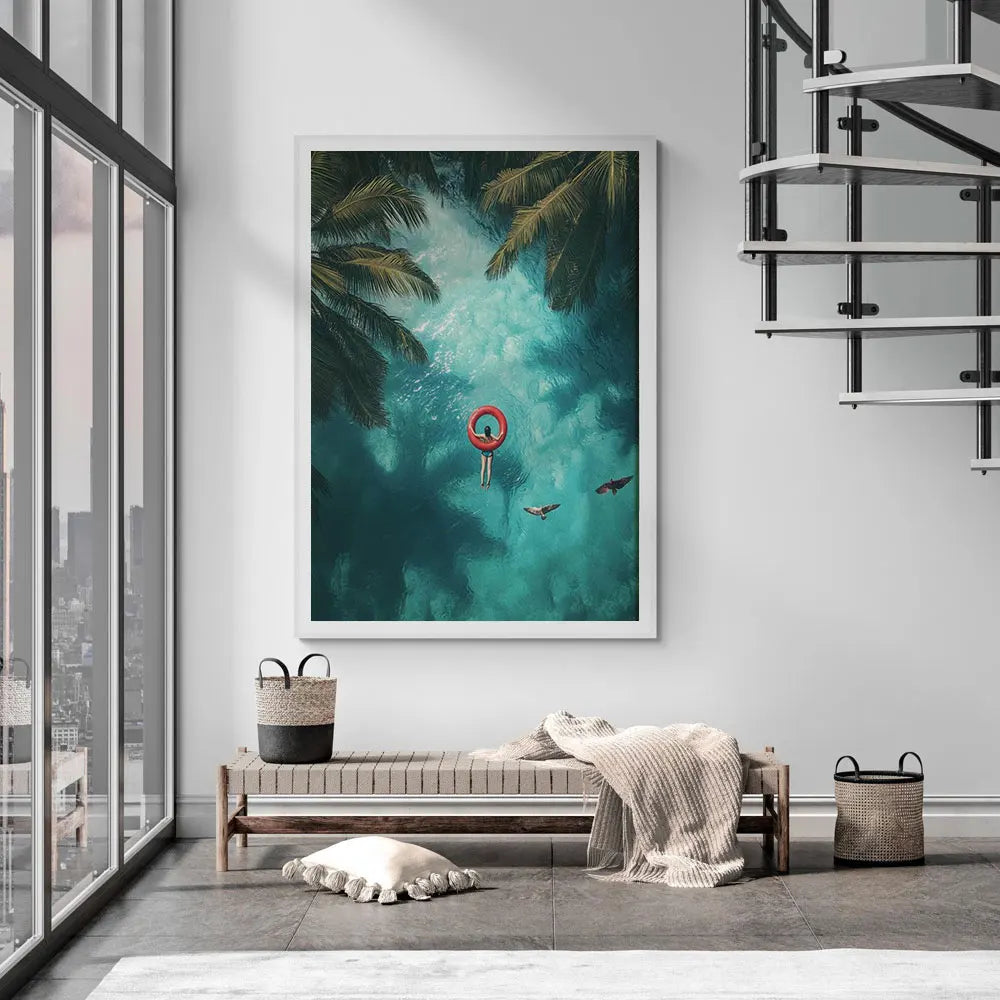 Summer Girl Swimming Pool Party Beach Ocean Boat Wall Art Print Poster Canvas Painting Picture Living Room & Home Decor Peaceful Pleasures Health and Wellness CD082 20x30cm Unframed