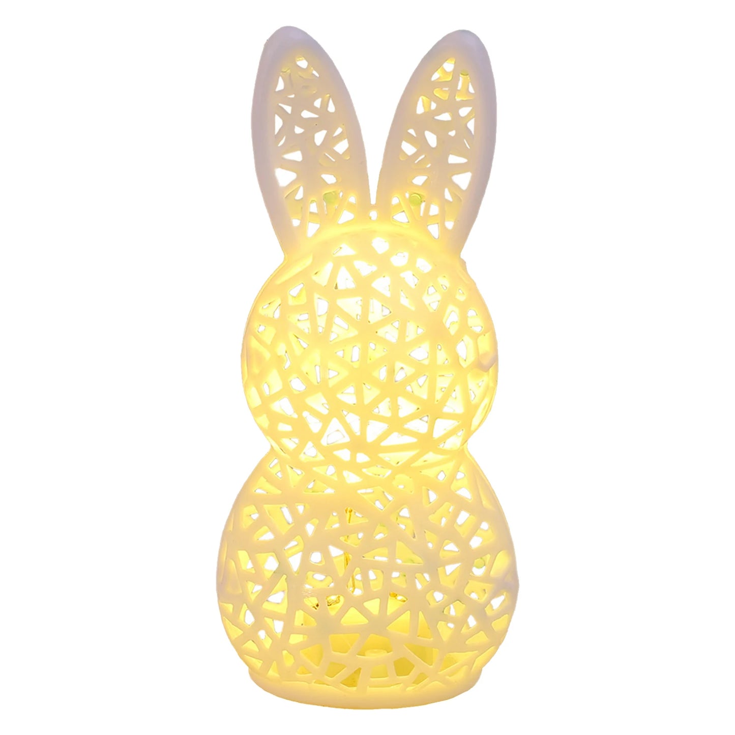 Easter Portable Animal Nightlight 3D Printed LED Light Up Rabbit Statue Easter Gifts for Kids Spring Indoor Home Decor Peaceful Pleasures Health and Wellness White