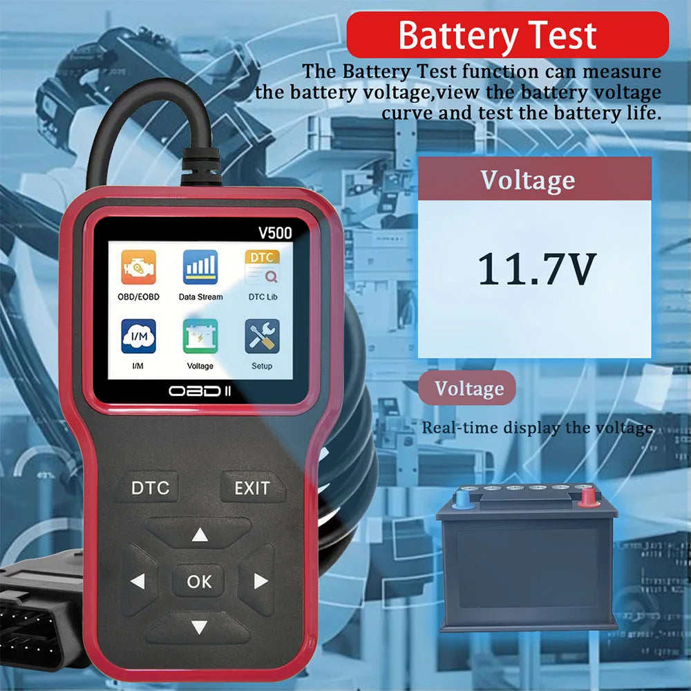 V500 OBD2 Scanner – Engine Code Reader & Battery Tester Peaceful Pleasures Health and Wellness