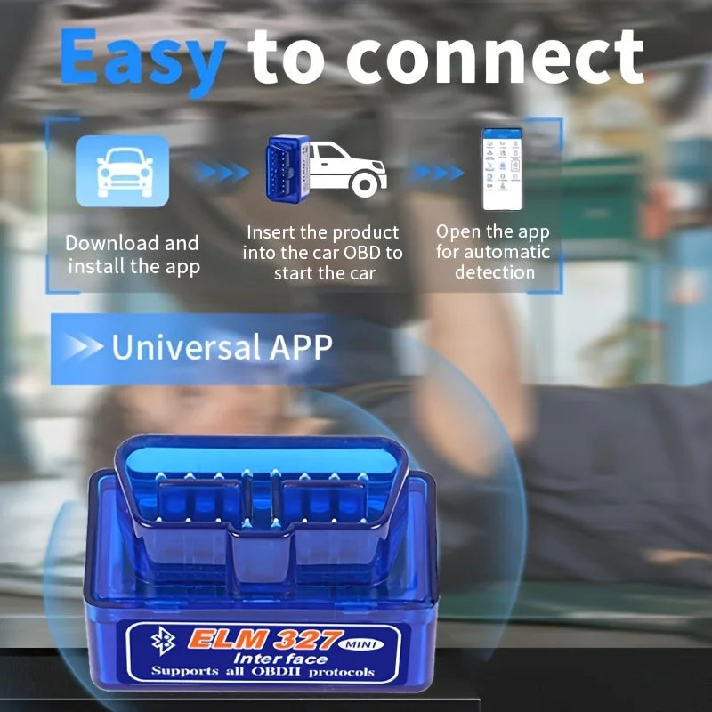 Compact Bluetooth OBD2 Car Code Scanner & Diagnostic Tool Peaceful Pleasures Health and Wellness Blue