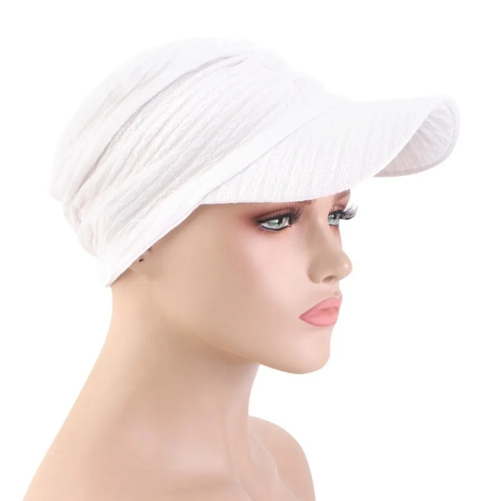 Women's Wide Brim Sun Hat Headwrap – Solid Color Cap