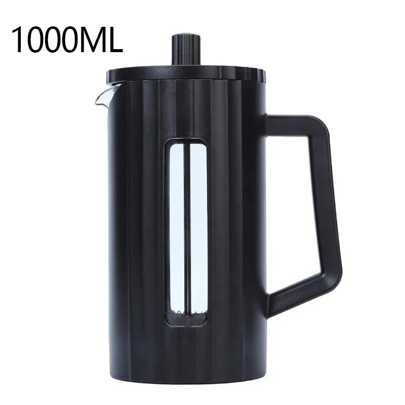 1000ML/ 600ML French Press Coffee Maker High Borosilicate Glass House Coffee Brewer Milk Foam Frother Barista Tea Maker Peaceful Pleasures Health and Wellness black 1000ml