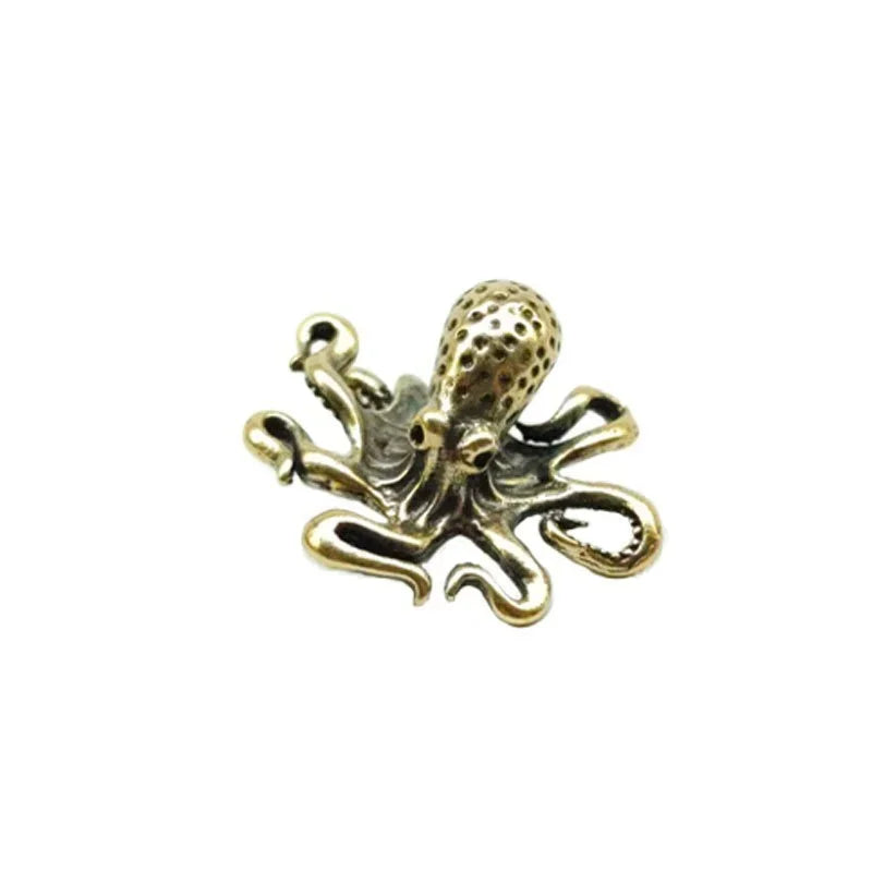 Brass Octopus Figurine - Antique Copper Desk Ornament Peaceful Pleasures Health and Wellness