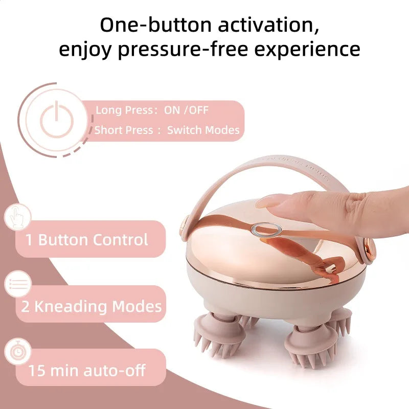 Head Spa Equipment Rechargeable Head Massager Waterproof Handheld Hair Scalp MassagerInstrument Scalp Stress Relax Body Massage Peaceful Pleasures Health and Wellness