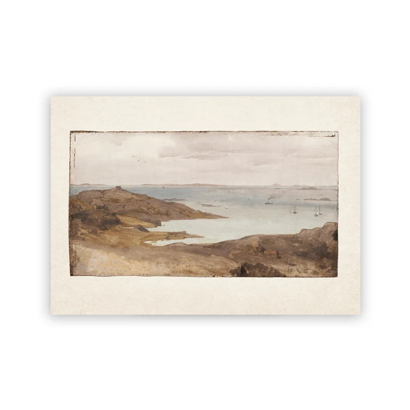 Vintage Autumn Farmhouse Landscape Canvas Print | Fall Wall Art