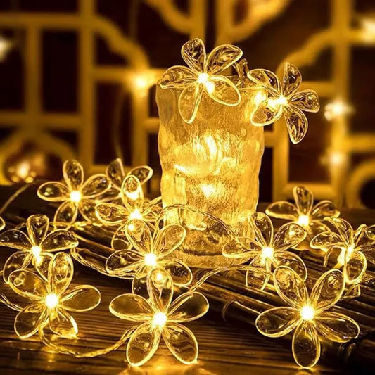 Cherry Blossom LED Fairy String Lights – Battery Powered Décor LED Fairy String Lights Peaceful Pleasures Health and Wellness Warm Light 1.5m