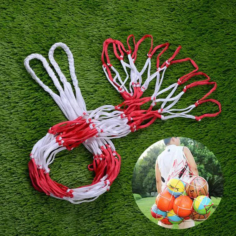 Thick Mesh Ball Storage Bag with Drawstring Red White Portable Durable Nylon Bag Basketball Football Volleyball Sports Equipment Peaceful Pleasures Health and Wellness