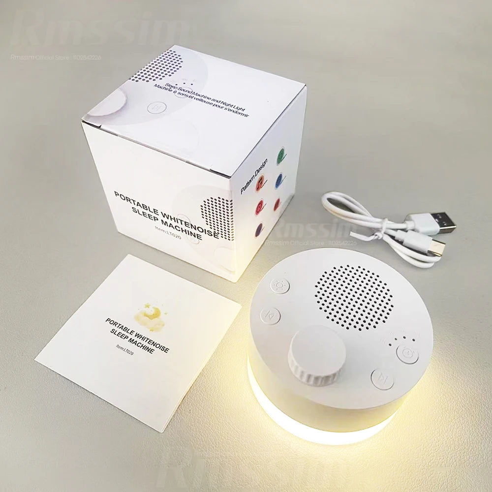 Baby White Noise Machine Timed Shutdown Sleep Machine Portable Baby Sleep Sound Player Night Light Timer Noise Player Peaceful Pleasures Health and Wellness White