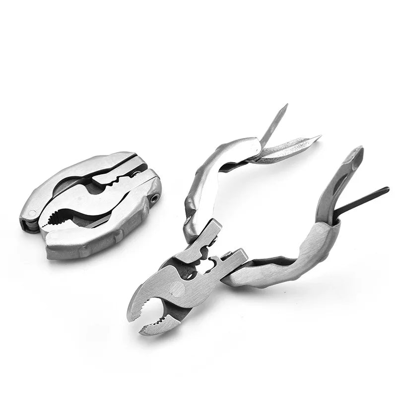 Multi-functional Mini EDC Tool Round Head Pliers Outdoor Camping Gadget Multi-purpose Combination Portable Tool Screws 9 in 1 Peaceful Pleasures Health and Wellness silver