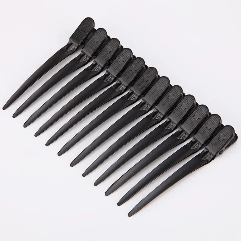 Sectioning Hair Styling Tools, 12pcs/Set, Flat Duck Mouth Hair Clamps, Hairdressing Cutting, Hairpin Holding, Hair Styling Clip Peaceful Pleasures Health and Wellness black