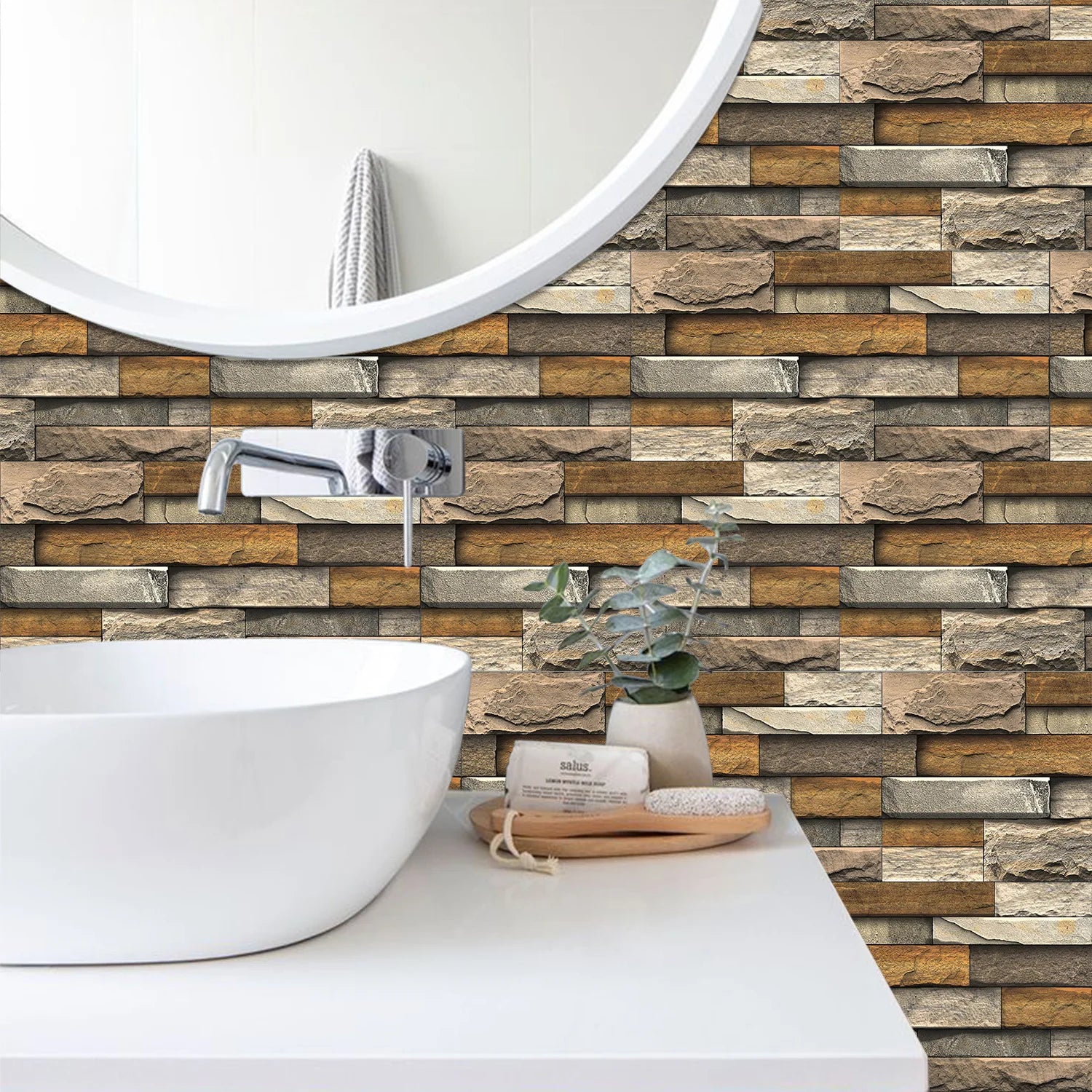 New stone-patterned crystal self-adhesive wall film for kitchen and bathroom, waterproof and moisture-proof wallpaper Peaceful Pleasures Health and Wellness