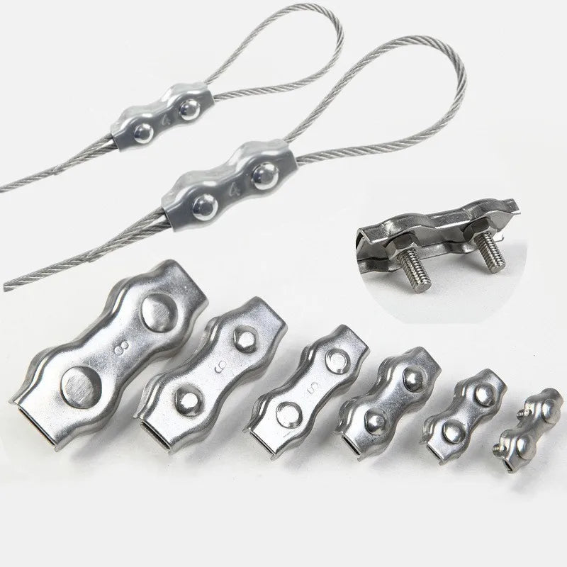 M2–M6 Stainless Steel Double Post Wire Rope Cable Clamp Clip