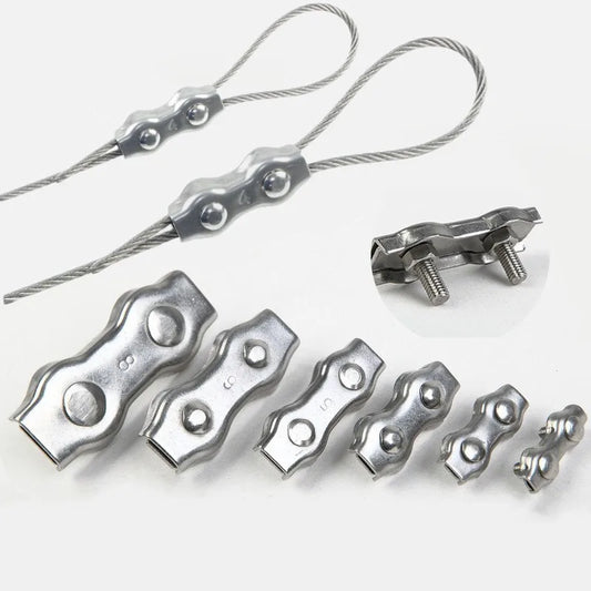 M2–M6 Stainless Steel Double Post Wire Rope Cable Clamp Clip Wire Rope Clamp Oasis Select M5