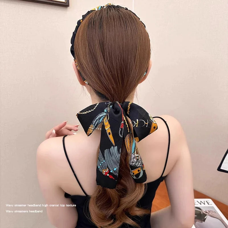 Elegant Floral Ribbon Comb Headband for Women | Wave Band