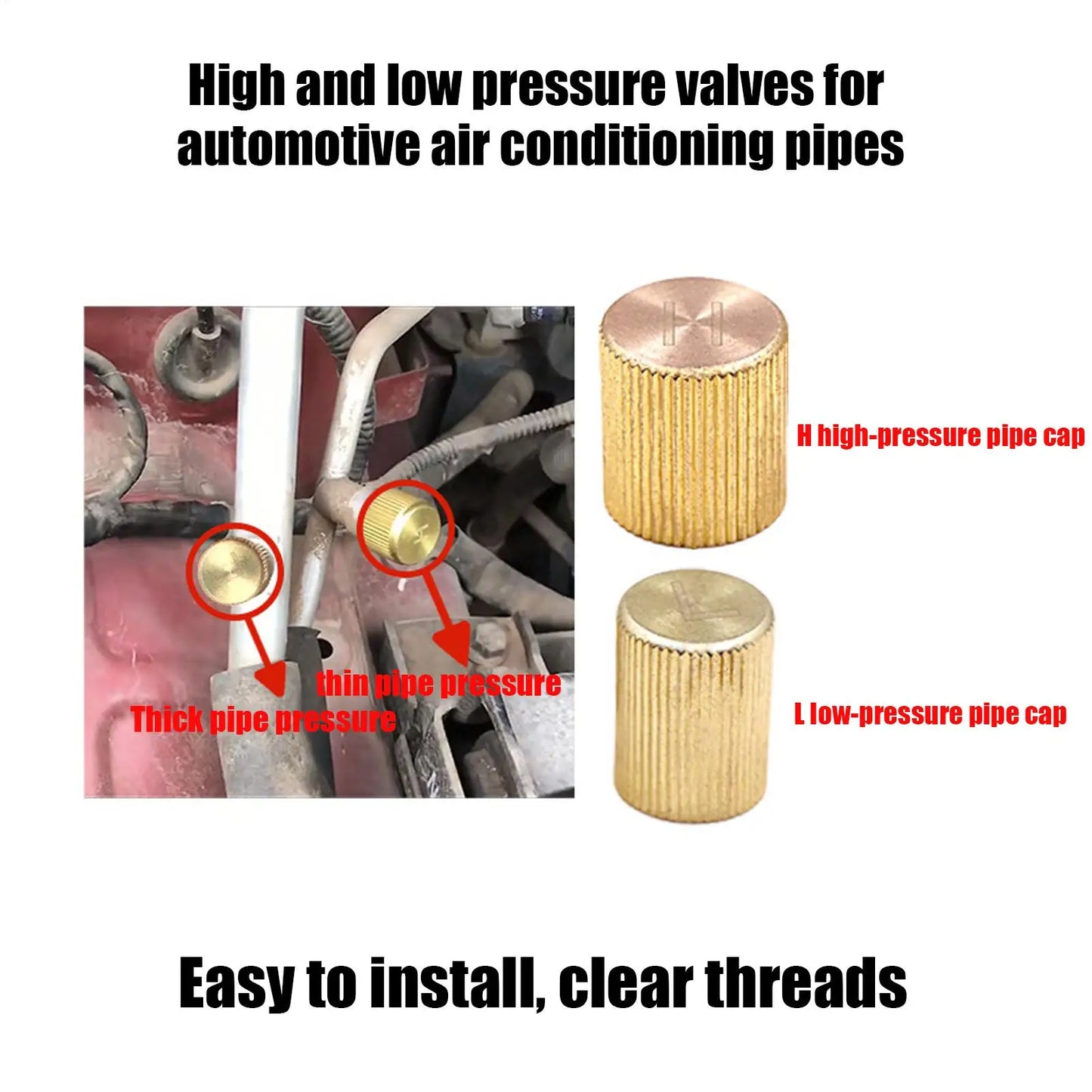 Leakproof AC Low Pressure Cap, Copper Dustproof Valve Cover For Automotive HVAC Air Conditioner Radiator Line Vent Repair tool Peaceful Pleasures Health and Wellness