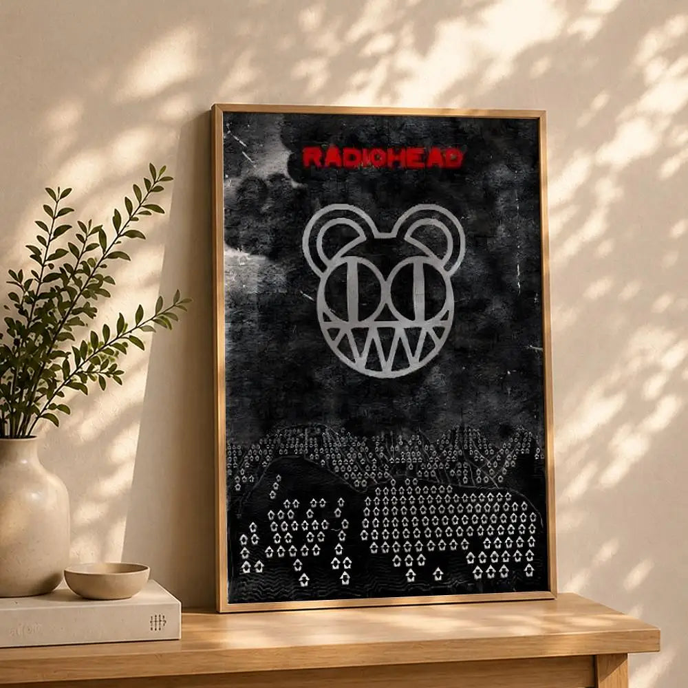 Band R-RadioheadS Poster HD Self Adhesive Waterproof Wall Art Ideal for Home Office Dorm Bedroom Great Gift Peaceful Pleasures Health and Wellness White15 30X40cmNoframe
