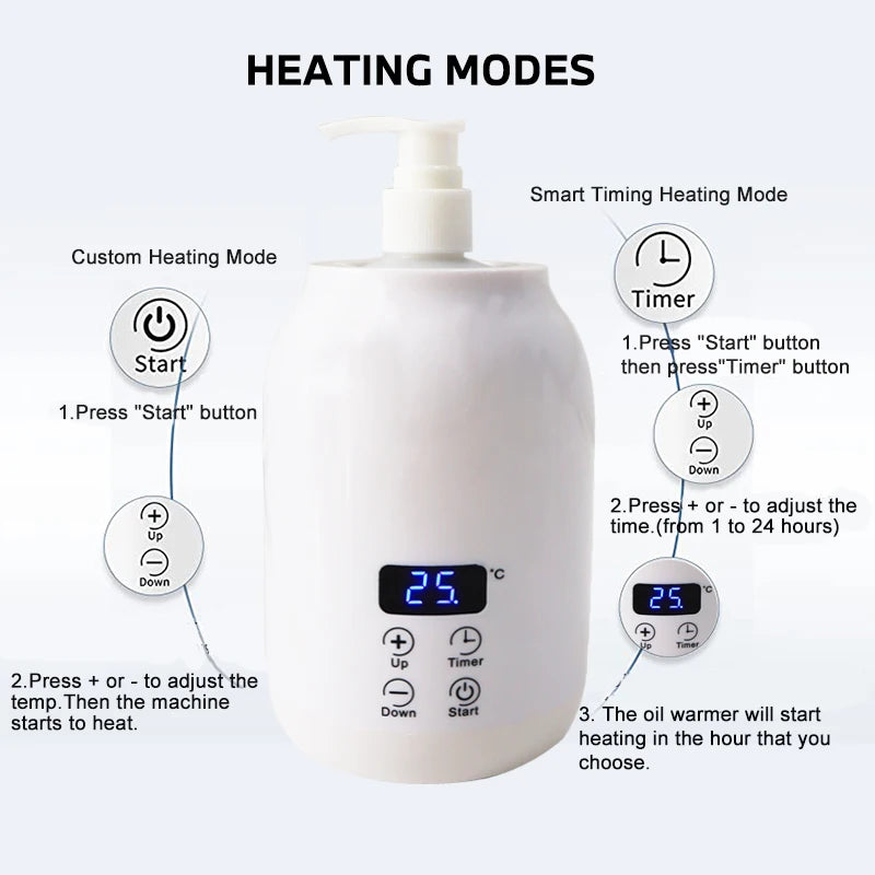 Electric Massage Oil Warmer 250ml | LED Lotion Heater Dispenser