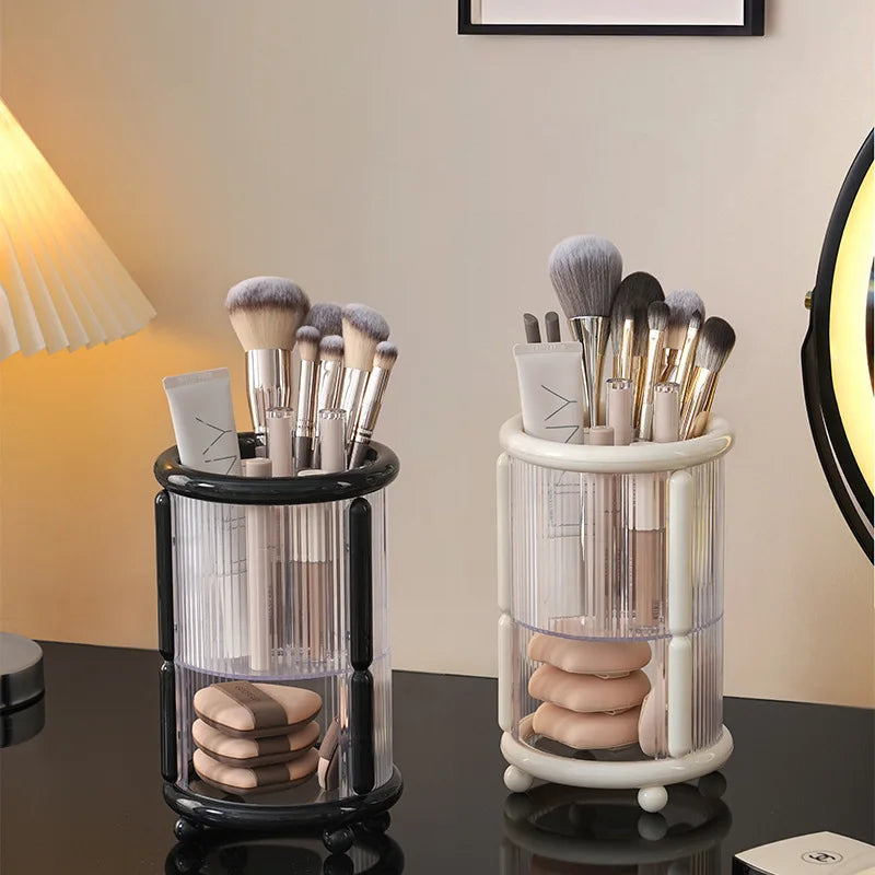 Transparent Plastic Storage Rack Light Luxury Minimalist Makeup Brush Storage Tube Round Square Pen Holder Storage Organizatio Peaceful Pleasures Health and Wellness