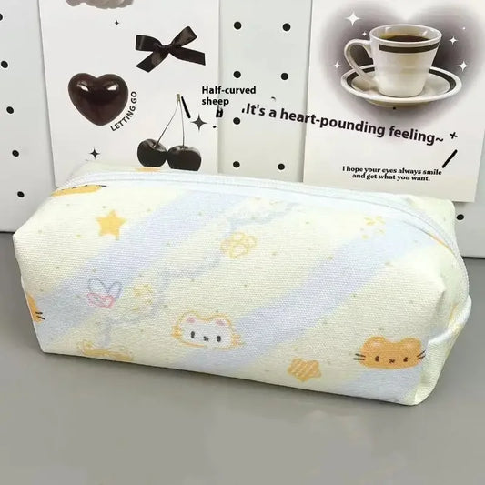 Cute Cat Pencil Case – Large Canvas Storage & Cosmetic Bag Pencil Case Oasis Select