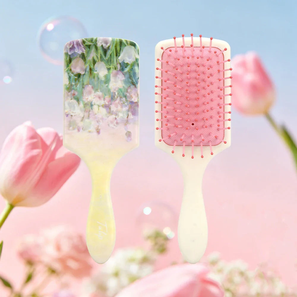 Tulip Oil Painting Air Cushion Hairbrush – Anti-Static Detangling