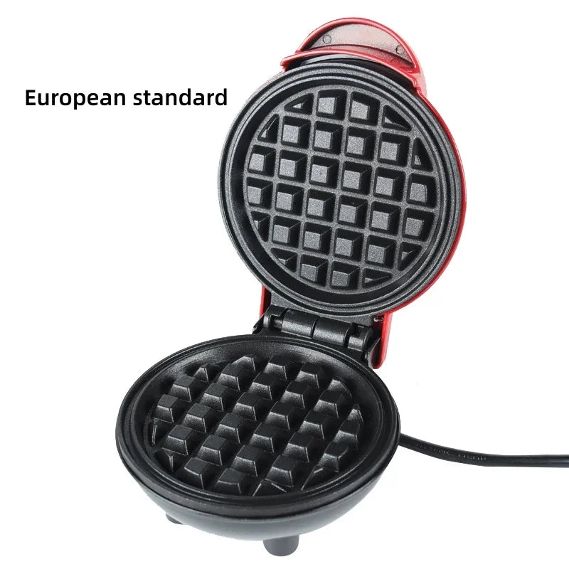 Mini Waffle Maker Bubble Egg Cake Oven Breakfast Love Heart Small Waffle Maker Cooking Appliance for Children's Birthday Parties Peaceful Pleasures Health and Wellness 200367-round 220 V 1