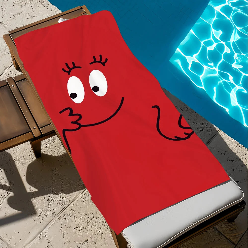 Barbapapa Cartoon Quick-Dry Beach Towel | Soft Pool Travel Towel