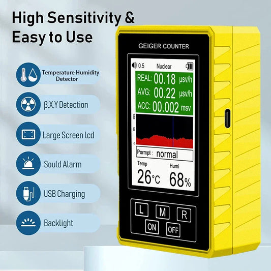 BR-9C-XR-3 Pro 2-in-1 Handheld Digital Display Electromagnetic Radiation Nuclear Detector EMF Geiger Counter Accurate Tester Peaceful Pleasures Health and Wellness