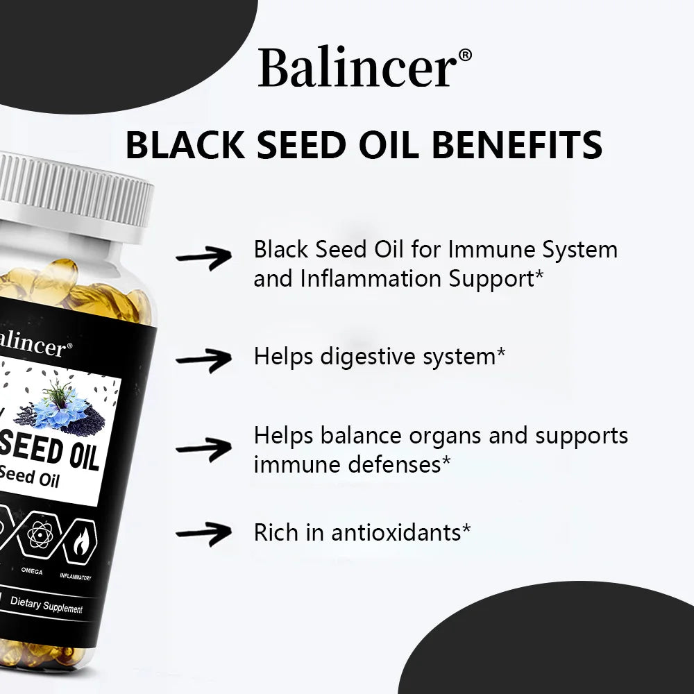 Black Seed Oil Capsules, Supports Overall Health | Boosts Immune System, Improves Digestion, Antioxidant, Non-GMO, Gluten-Free Peaceful Pleasures Health and Wellness
