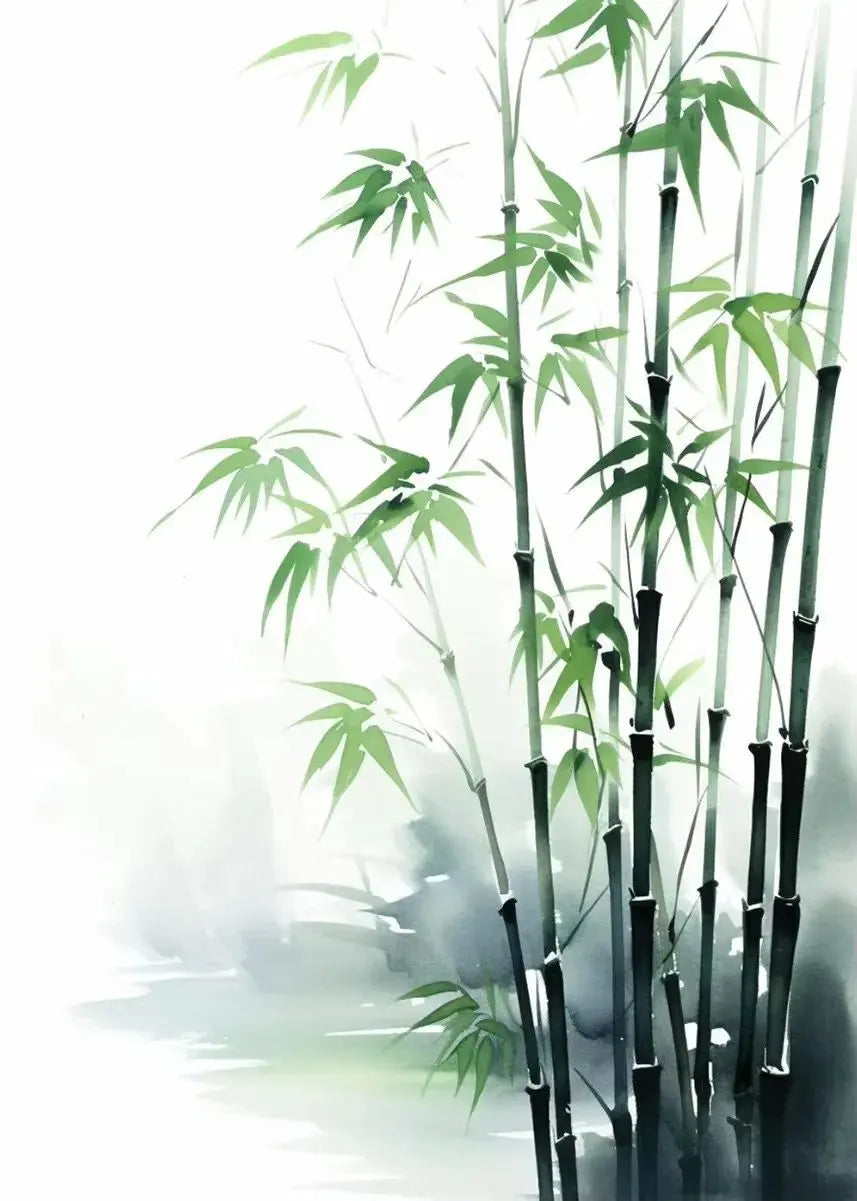 Japanese Autumn Watercolor Canvas Wall Art | Bamboo Blossom