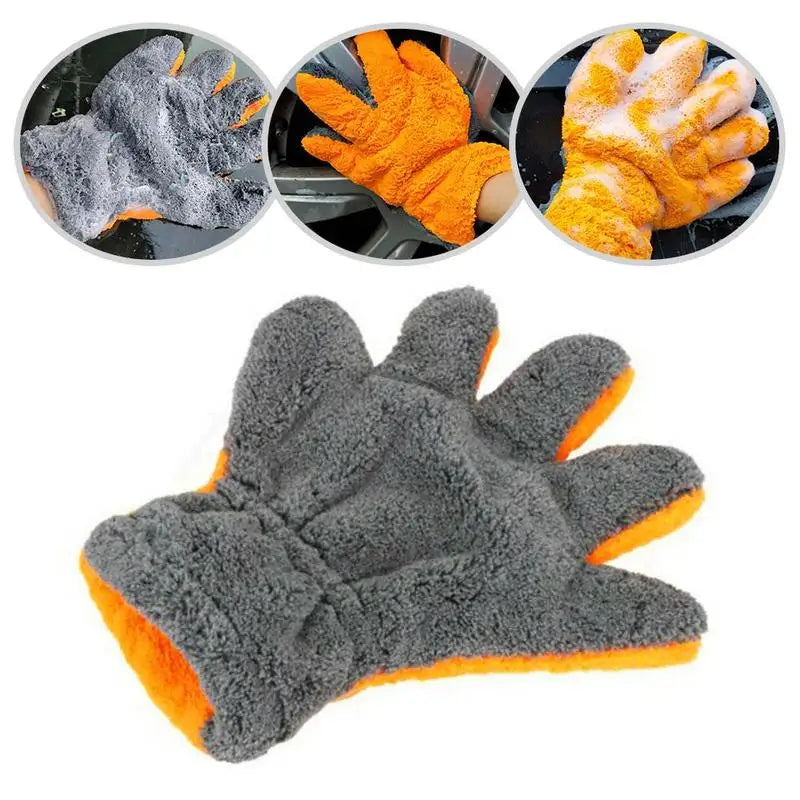 Double-Sided Coral Fleece Car Wash Mitt – Scratch-Free Glove