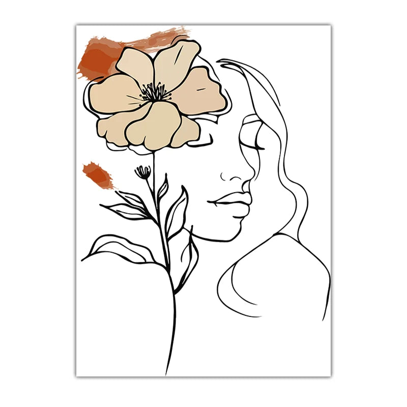 Abstract Minimalist Line Art Woman Canvas Print | Wall Decor Canvas Wall Art Print Peaceful Pleasures Health and Wellness 03 50x70cm NoFrame China Mainland