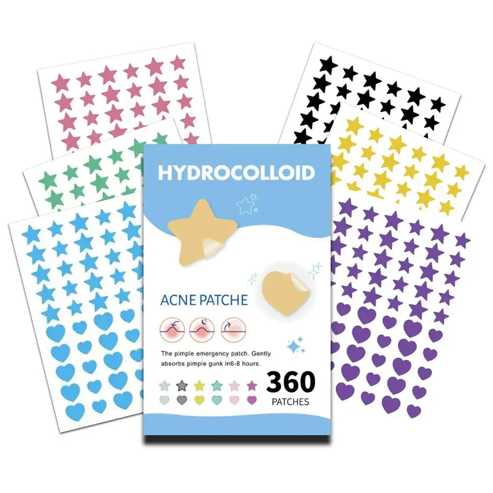 Mixed Sizes Hydrocolloid Acne Pimple Patches Invisible Acne Circle/Star/Heart Stickers For Face Zits, Blemish Spots Skin Care Peaceful Pleasures Health and Wellness