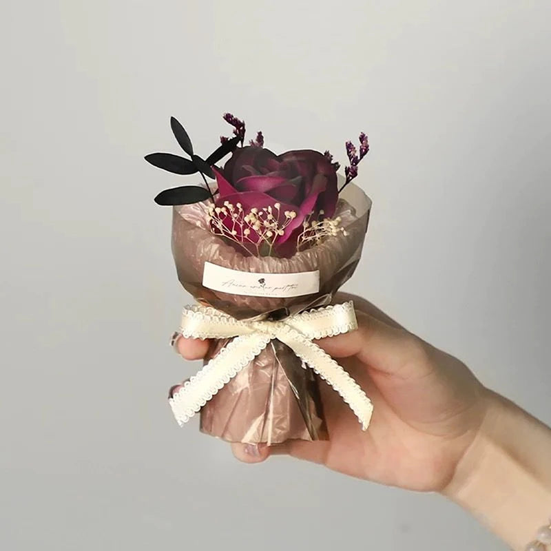 Gift for First Meeting Mini Pocket Meeting Small Bouquet Rose Sunflower Eternal Flower Simulation Flower Gift Box Birthday Gift Peaceful Pleasures Health and Wellness A5
